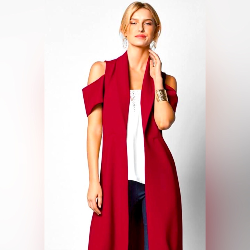 Red Venus Cold Shoulder Long Vest - XL